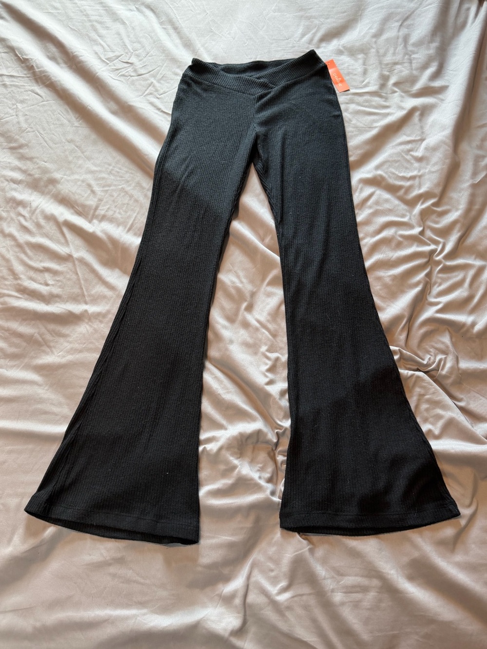 a new day Black Ribbed Flare Pants